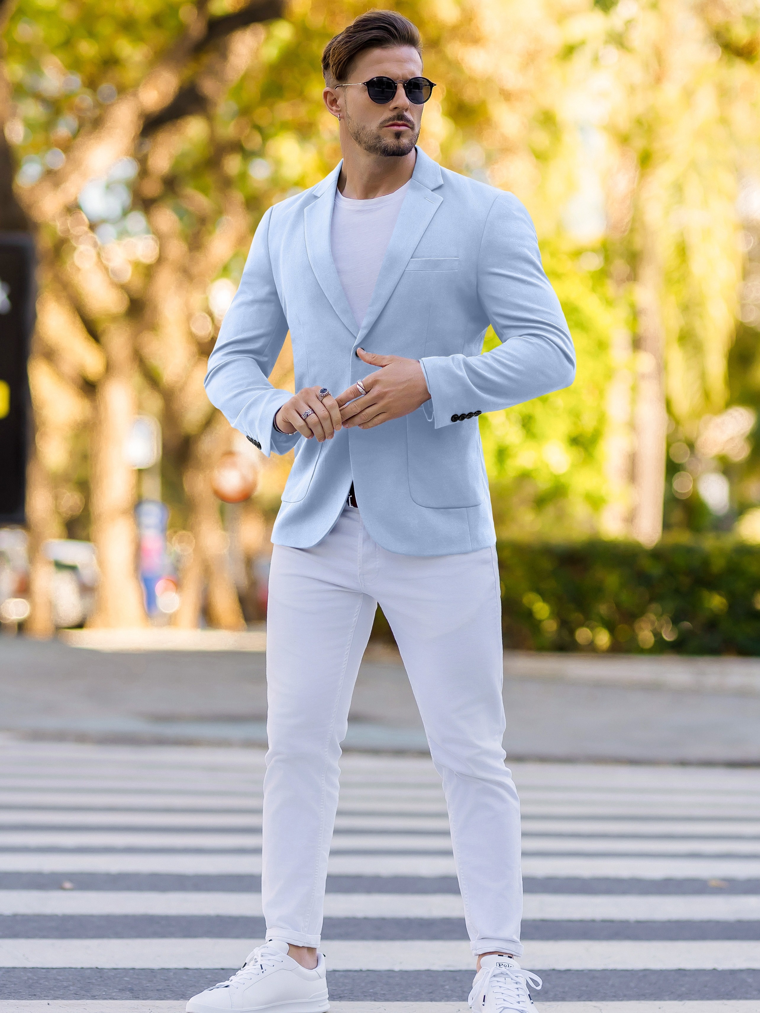 Fashion Men's Blue Sport Coat Outfit Light Blue Sport Jacket