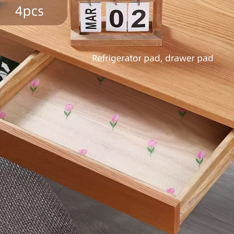 E-shop 4er/8er Set Premium Waschbare Kühlschrankmatten - Rutschfeste, langlebige EVA-Schutzmatten mit Original-Tulpenmuster, rutschfest kratzfest,