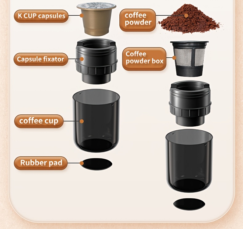 2in 1 portable coffee machine compact and rechargeable compatible with coffee powder and capsules convenient operation camping no heating function details 9
