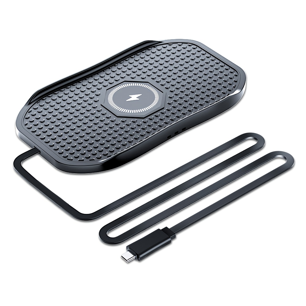 TEMU 1pc Wireless Car Charger, 15w Charging 2-in-1 Mobile Phone Headphone Anti-slip Silicone Car Charger, Suitable System Mobile Phones With Wireless