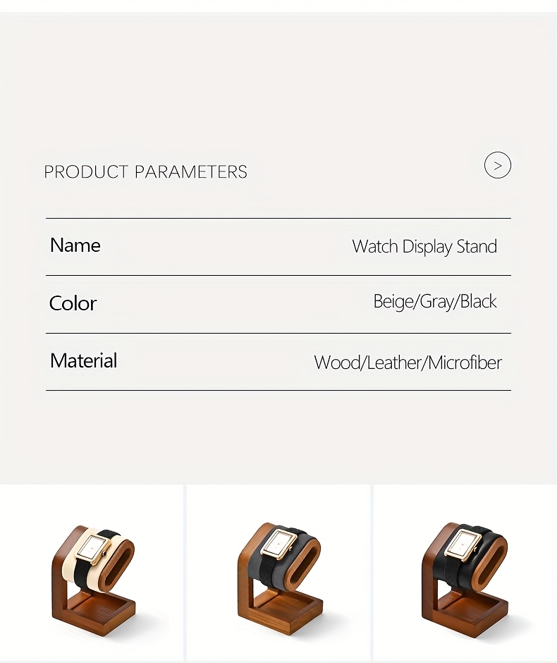 Oirlv Premium Leather/Microfiber Watch Display Stand Solid Wood Watch Counter Window Watch Display Watch Display Props, Suitable for Desktop Counter Watch Display, Is Also The Best Choice for Gifts