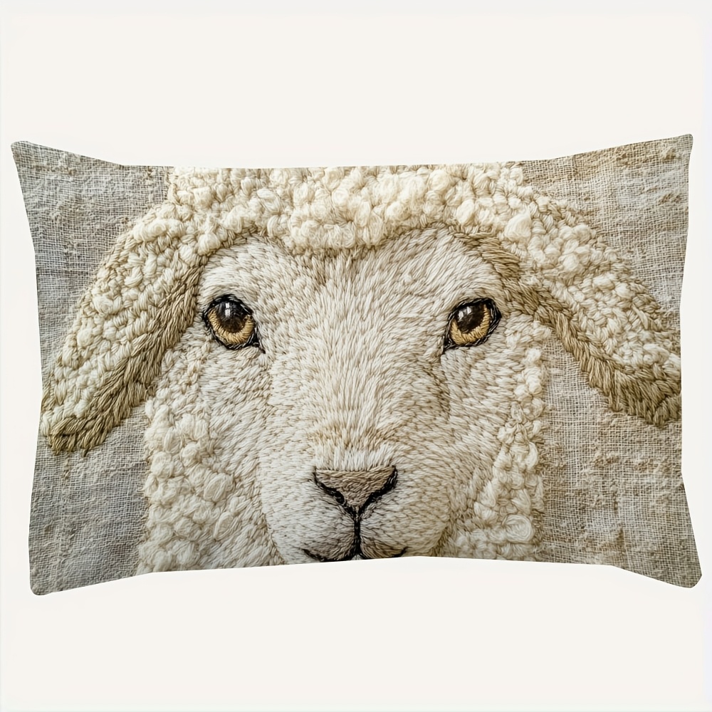 

Soft & Cozy Embroidery-style Pillowcase 12x20in - Double-sided, Machine Washable, Zip Closure For Sofa & Bedroom Decor