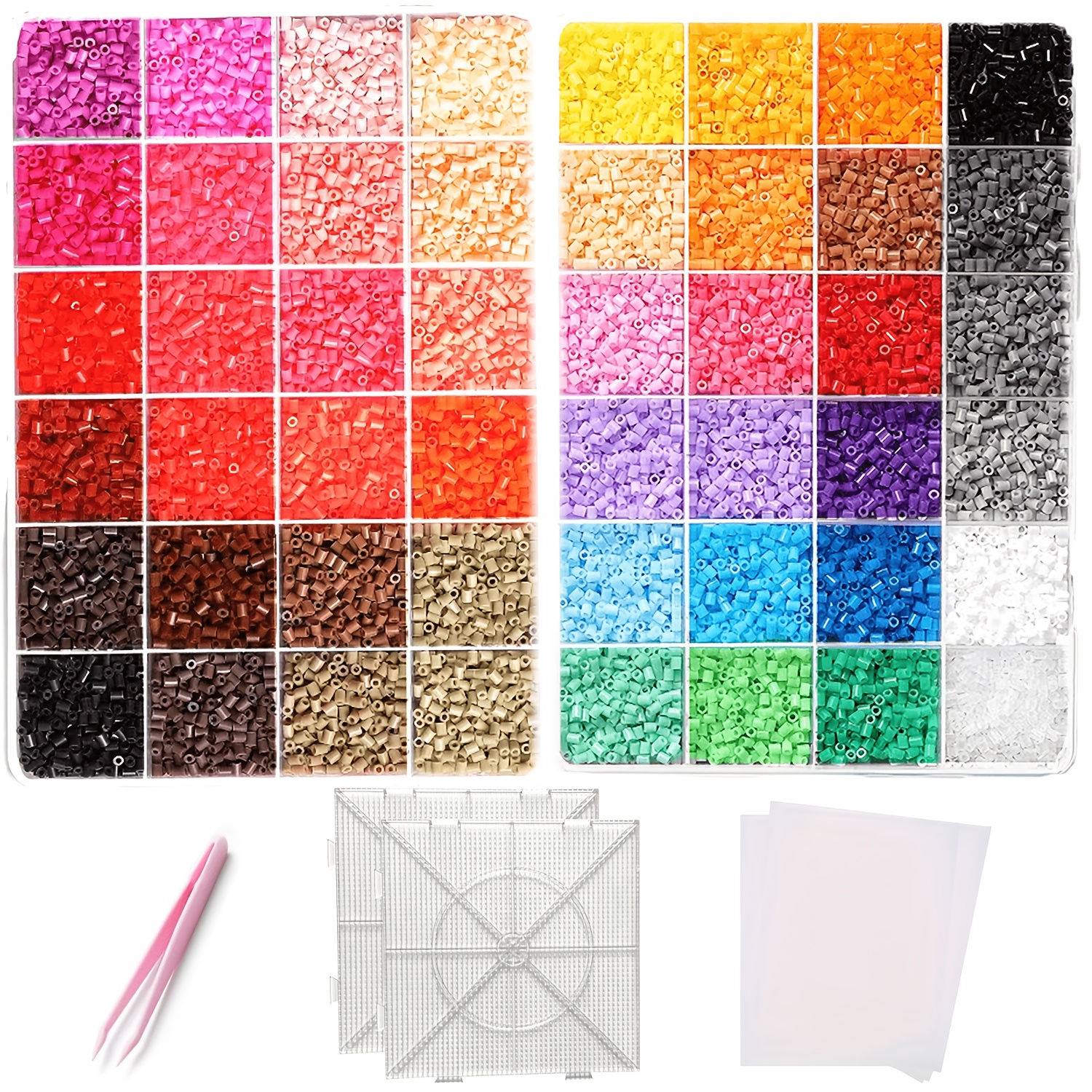TEMU Kit di perline fusibili da 22000 pezzi ,6 mm con aggiunte, 2 set. per regali a , puzzle 3D e creazione di gioielli. per orecchini, braccialetti,