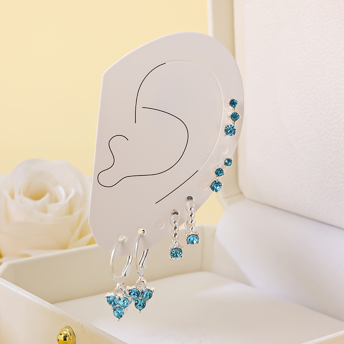 Image of 3 Pairs Of Stylish Shiny Women's Earrings Set, Perfect For Daily Wear, , Mother's Day & Valentine's Day - Exquisite Birthday Gift For Her