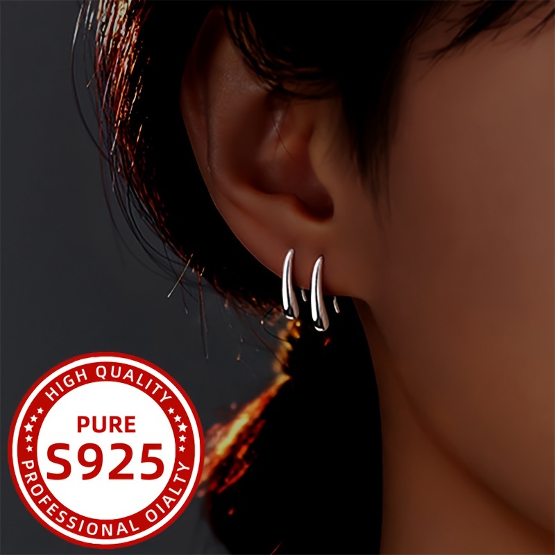 

1 Pair Elegant Simple Style S925 Sterling Silver Teardrop Earrings, Drop Hook For Women, Perfect For Daily Wear, Vacation & Gifting Options