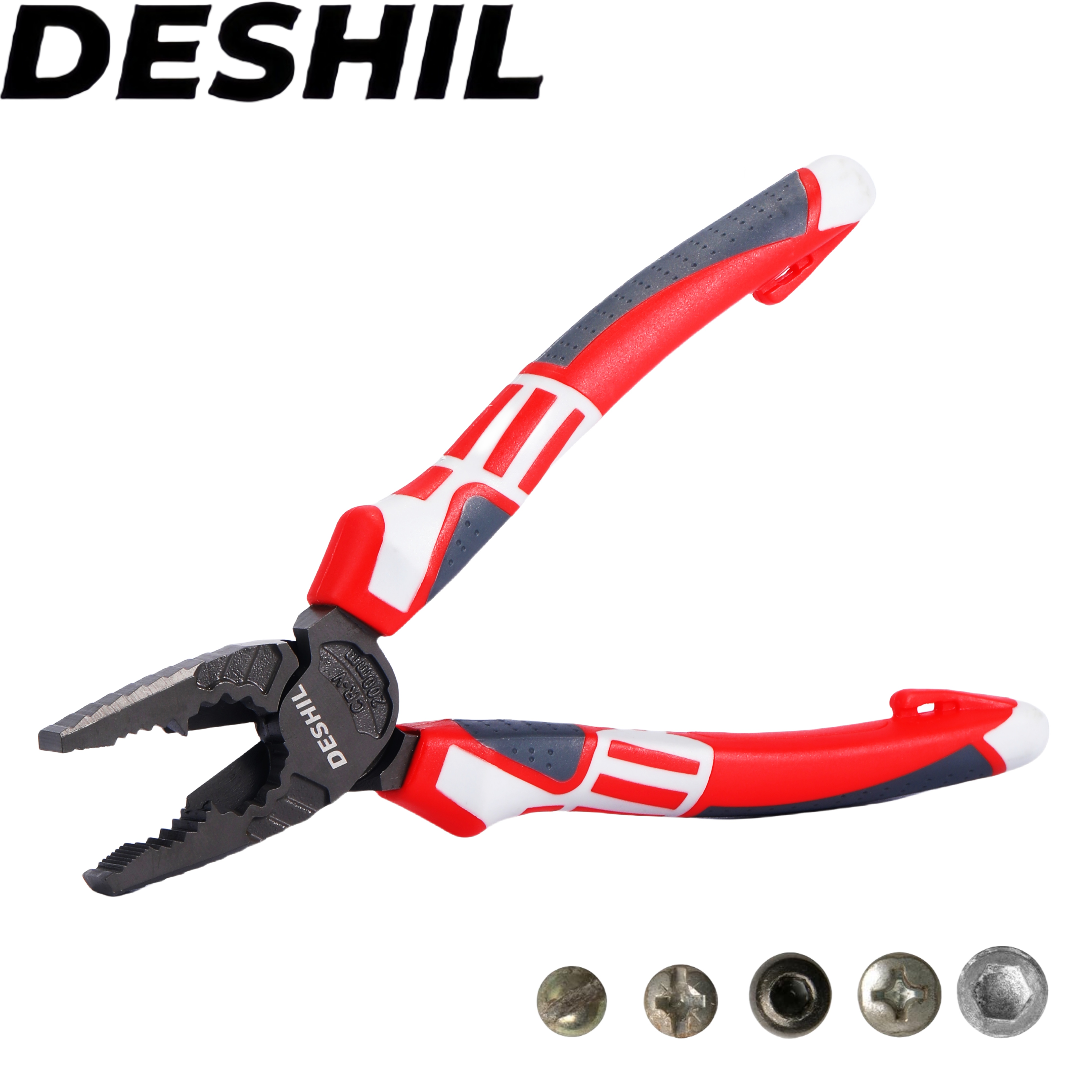 

Deshil Heavy-duty 's Pliers - 8", 7", 6" Multi-tool With Side , Screw Extractor & Crimping - Teflon Coated For Rust Resistance, Handle