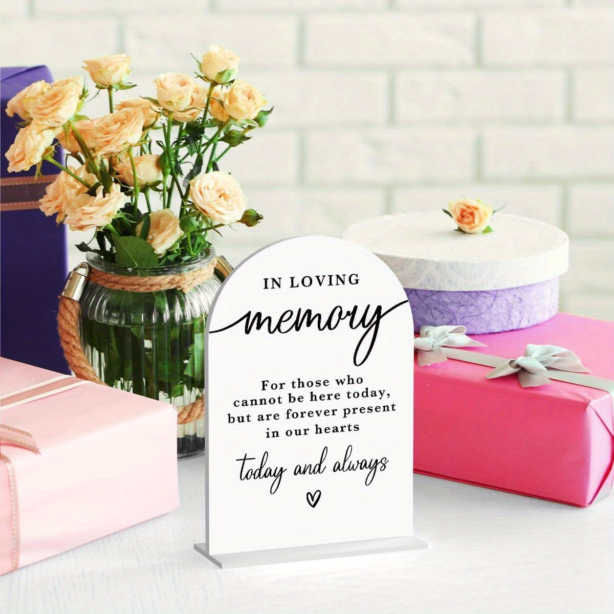 TEMU [2d Flat] In Loving Memory Acrylic Wedding Sign Memory Table Sign For Wedding Wedding Signs For Ceremony Modern Calligraphy Arch Acrylic Table