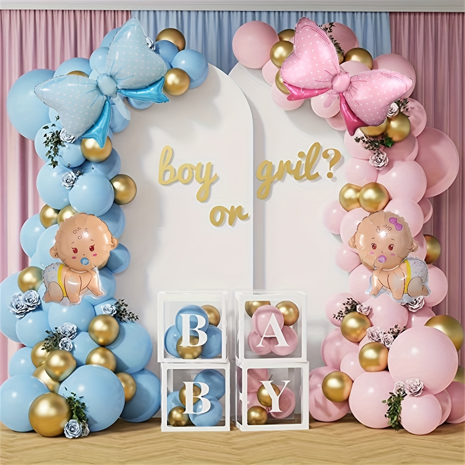 

Gender Reveal Party Balloon Decoration, Bow Aluminum Film Balloon Decoration