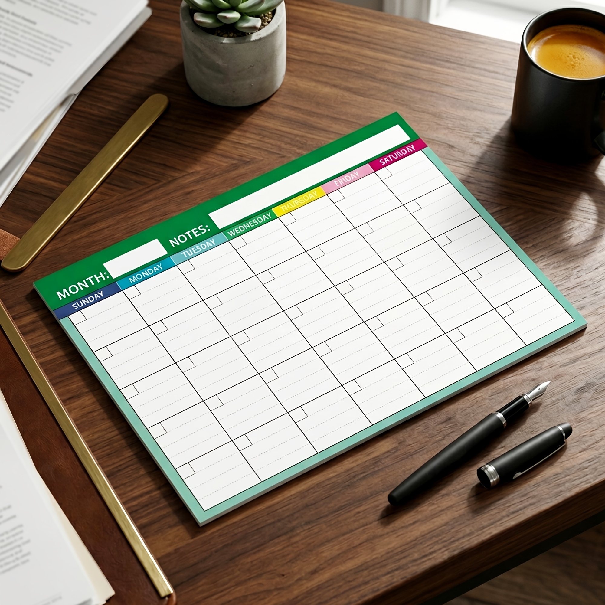 TEMU Undated Desktop Monthly Calendar 11.22x 8.27 Inch, 12 Tear-off Blank Monthly Planner Pages, Sunday Start Flip Desk Calendar With Color-coded
