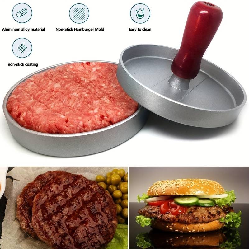 Stainless Steel Burger Press Maker With 100 Patty Papers | Adjustable Thickness Hamburger Patty Mold For Grill & Kitchen
