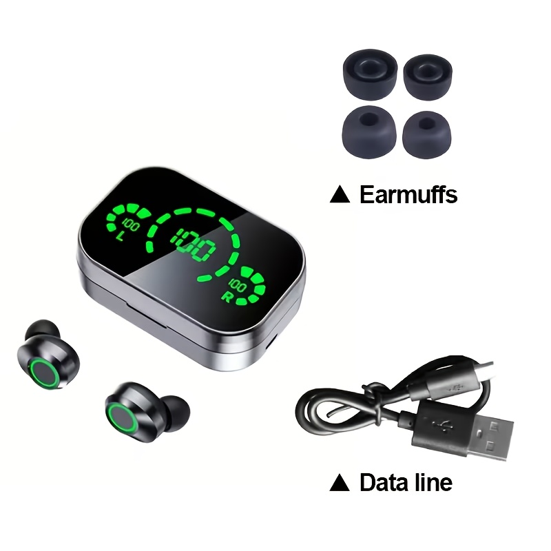 TEMU 2026 New Wireless Earbuds With Led Display, Type-c Charging Port, Compatible With Smartphones, Suitable For Meetings And Studies, Ideal For