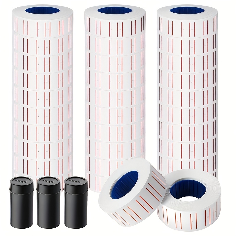 TEMU 30 Rolls 15000 Sheets White Price Gun Labels, Label White Price Marking Stickers Plus 3pcs Of Refill Ink Rolls, Most Price Tag Printers Use,