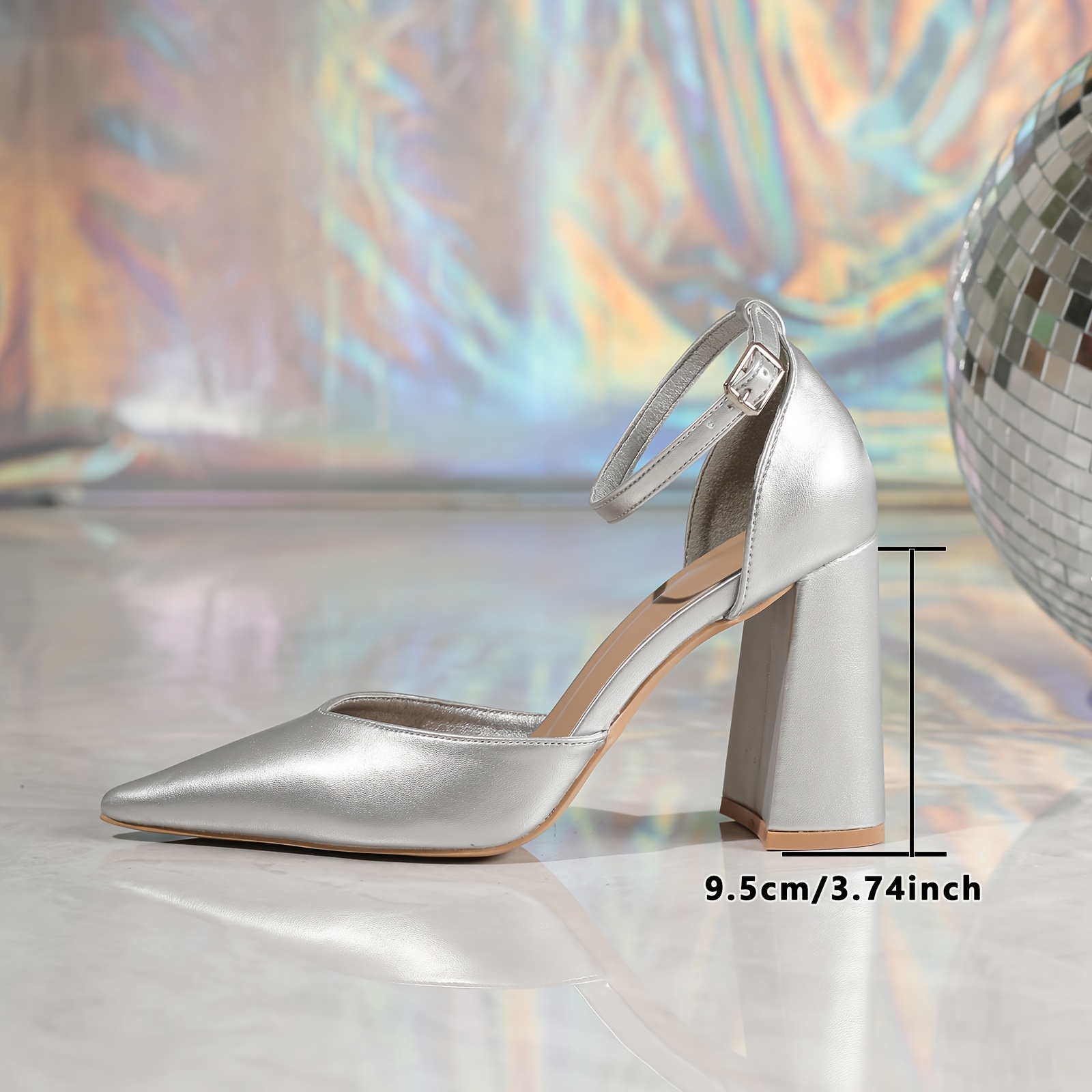 Silberne Pumps Sandalen Blockabsatz Cm Elegante Silberne Spitze