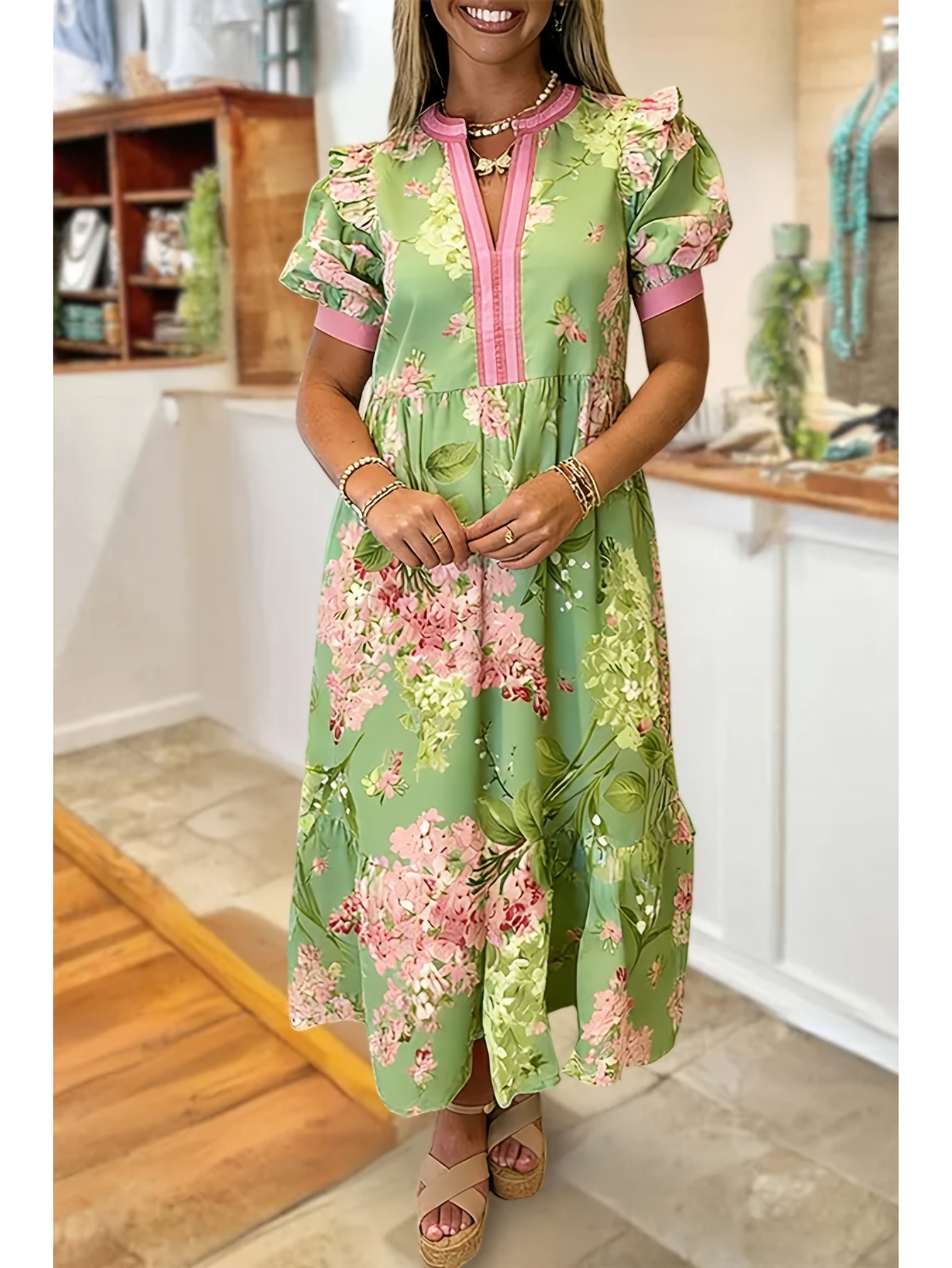 pink and green dresses for women sold on Temu United States