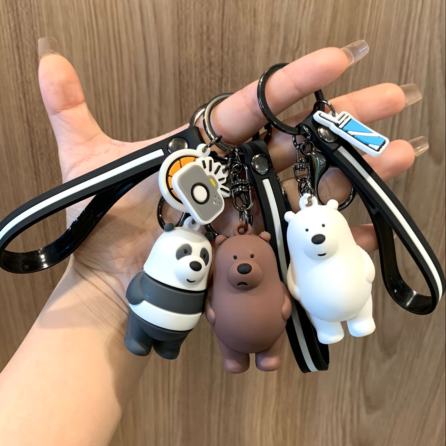 

1pc Cute Cartoon Bear/panda Keychain Pvc Animal Doll Wristlet Key Chain Ring Bag Backpack Charm Car Pendant Couple Women Daily Use Gift