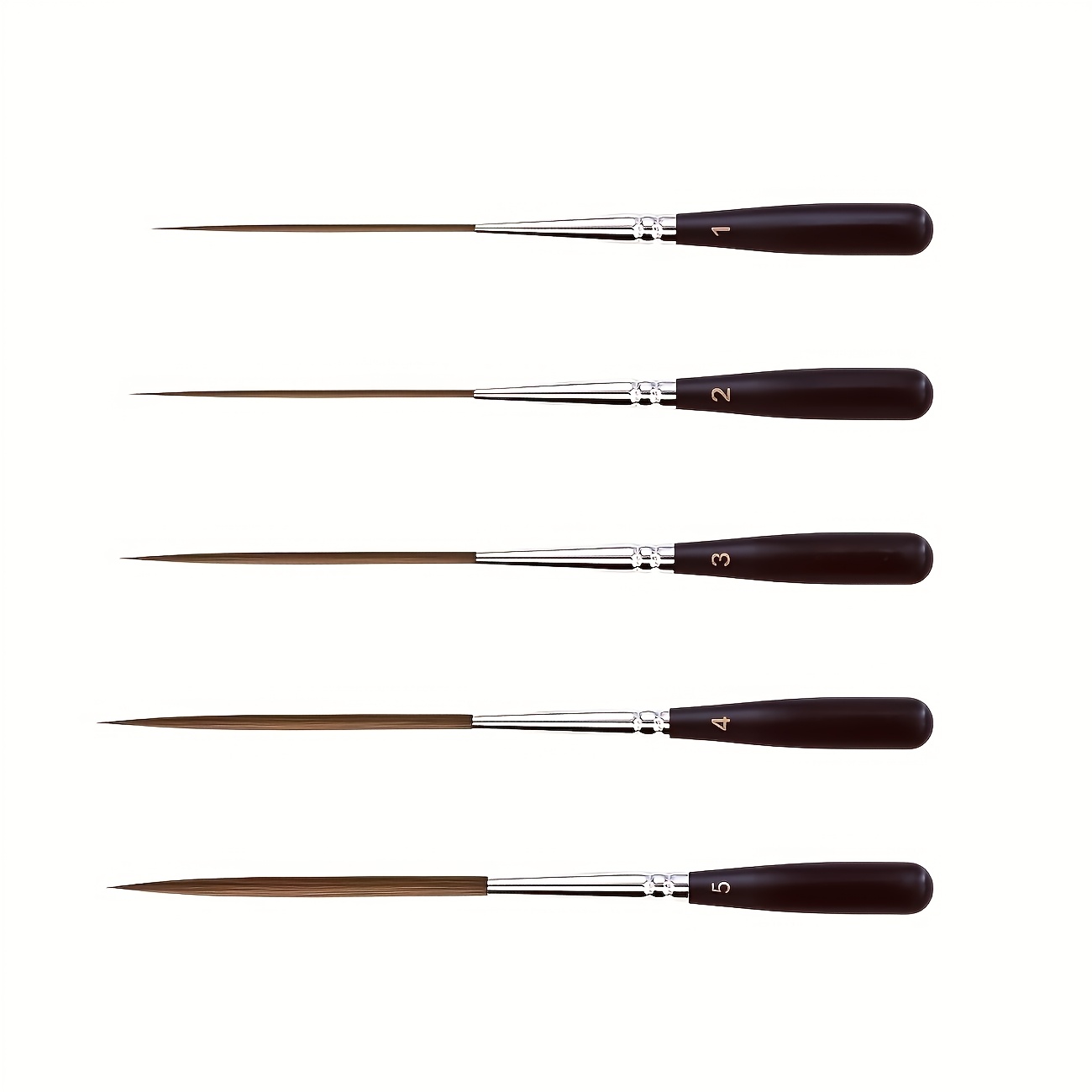 TEMU 5pcs Marie's Artist Oil And Acrylic Paint Brushes, Long-haired Liner Short-handle Brushes, Extra-long Round For Oil And Watercolor Painting,