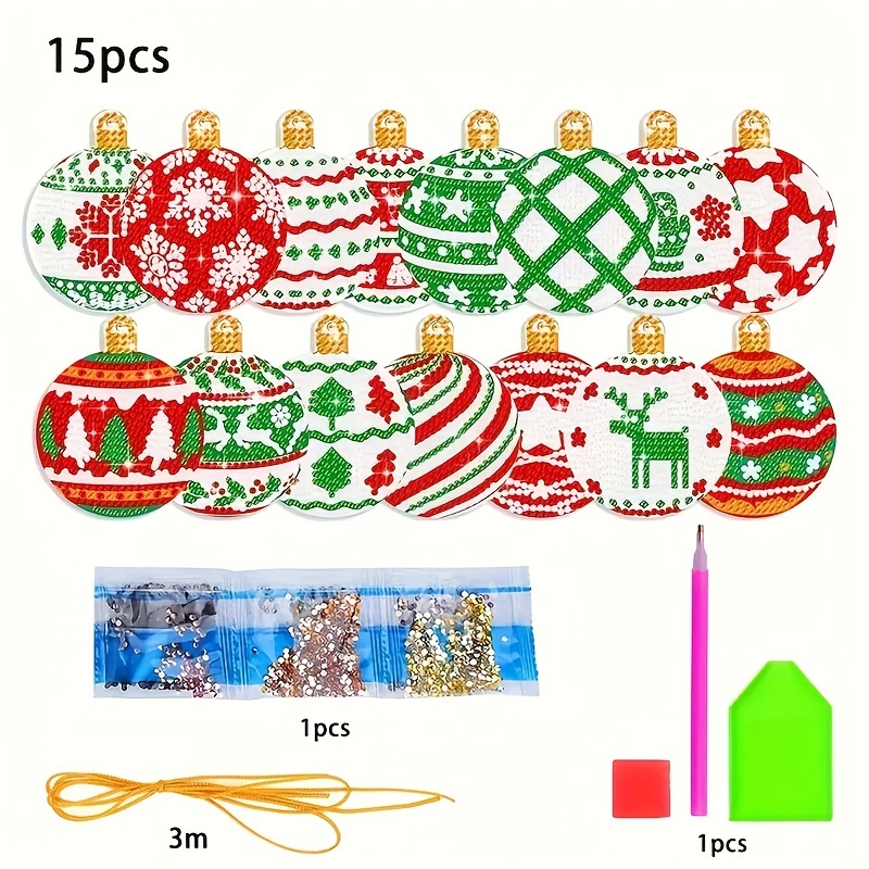 15個入り】クリスマス ダイヤモンドペインティング キット 丸型pet素材 
