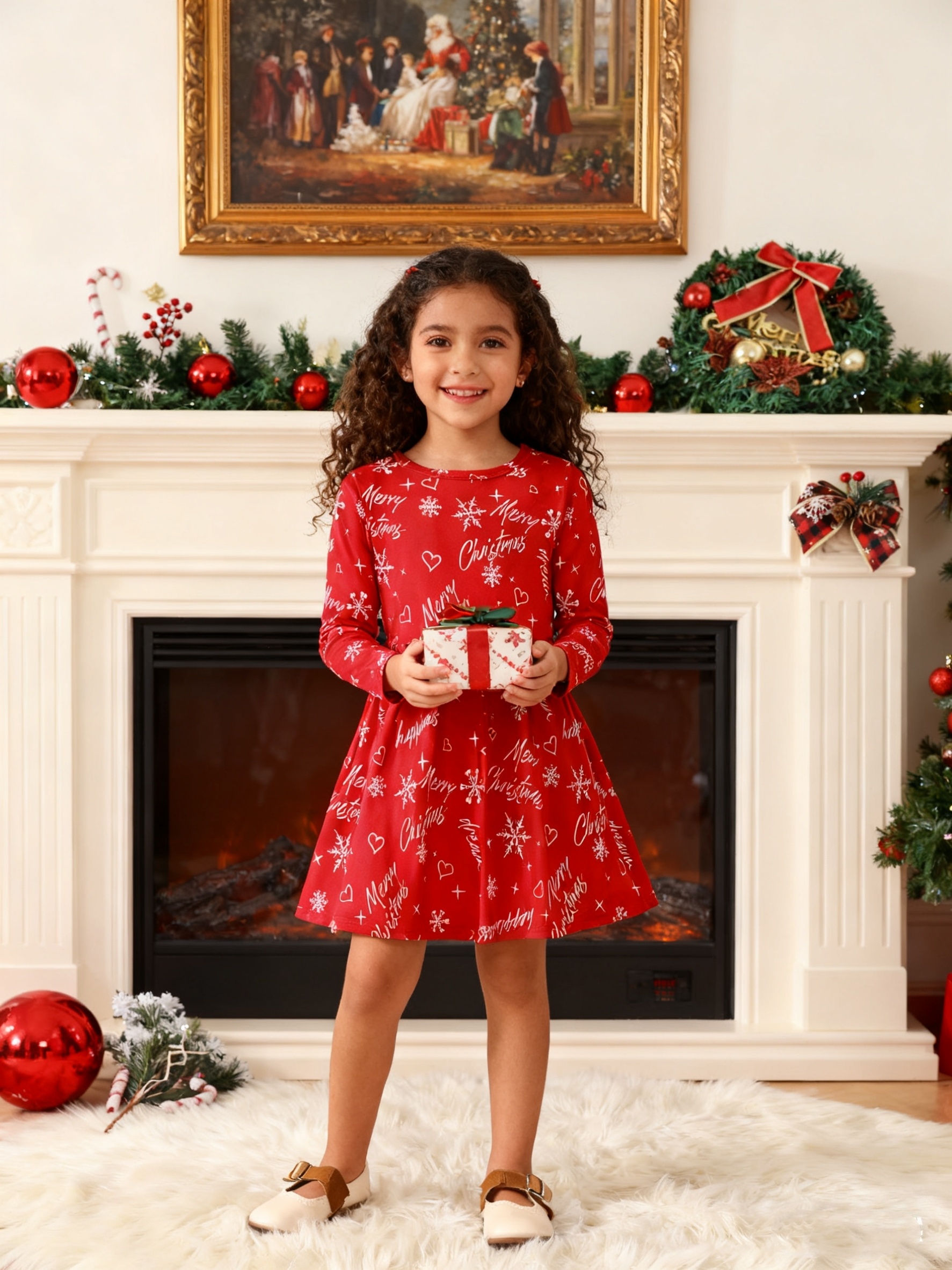 2pcs girls christmas party dress long sleeve midi - Temu New Zealand