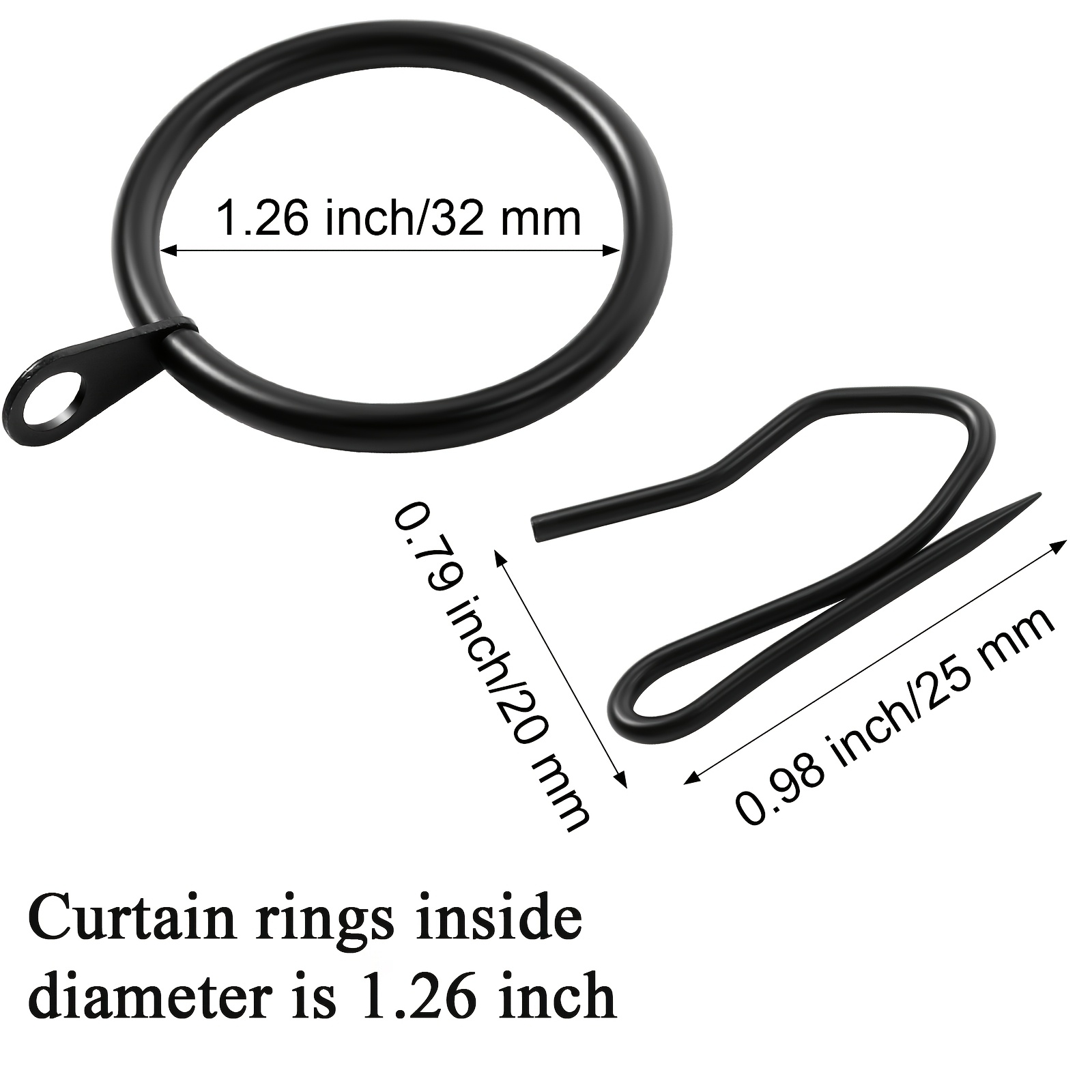 Anneaux De Rideau Plastique 14 Mm Pour Stores Romains - Lot De 20 Pièces, Transparent, Guide Cordon
