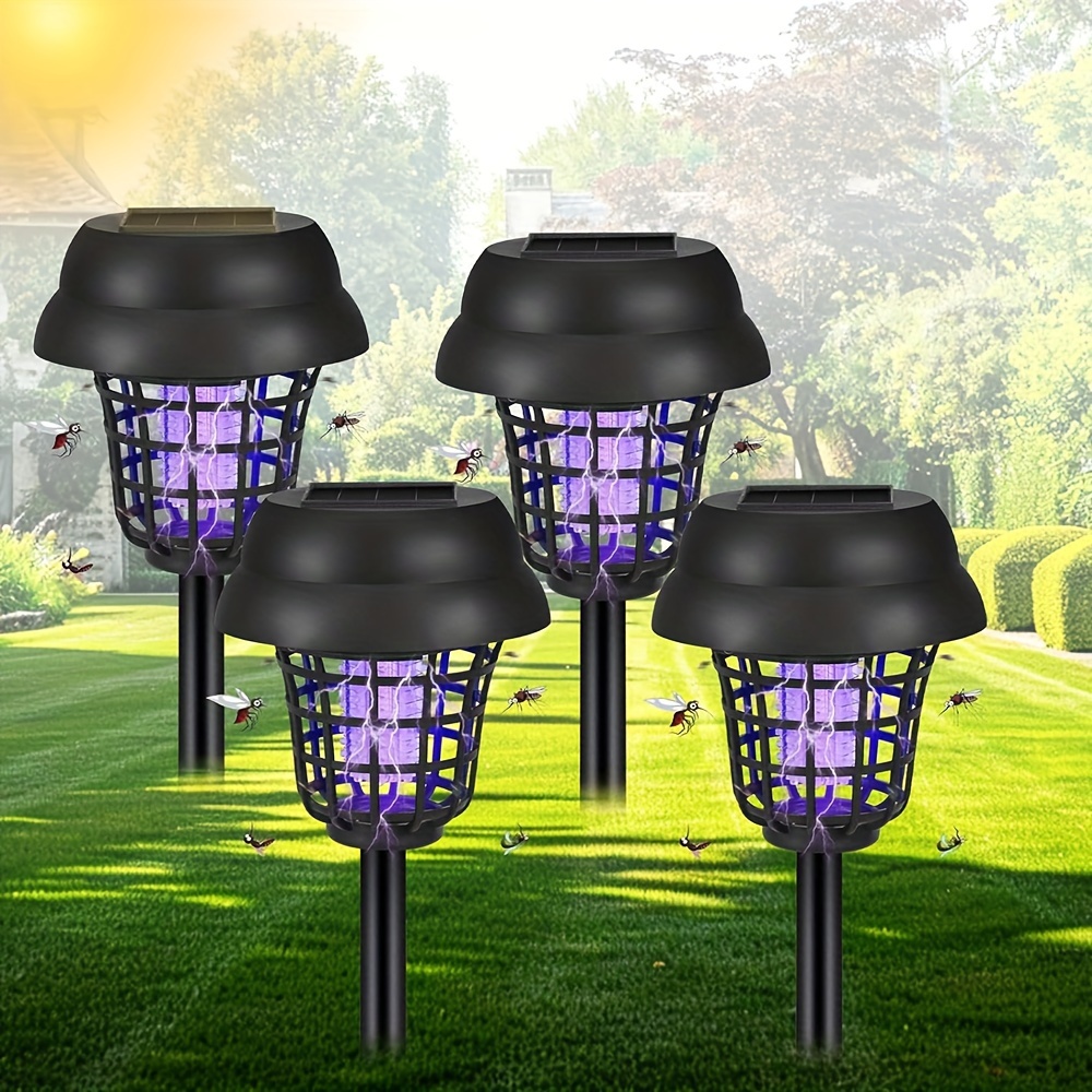 

4pcs Solar-powered Killer Lamps, Uv Light Insect Zapper, Durable Plastic, Waterproof Outdoor Bug Repellent Light For Garden, Yard, And Camping