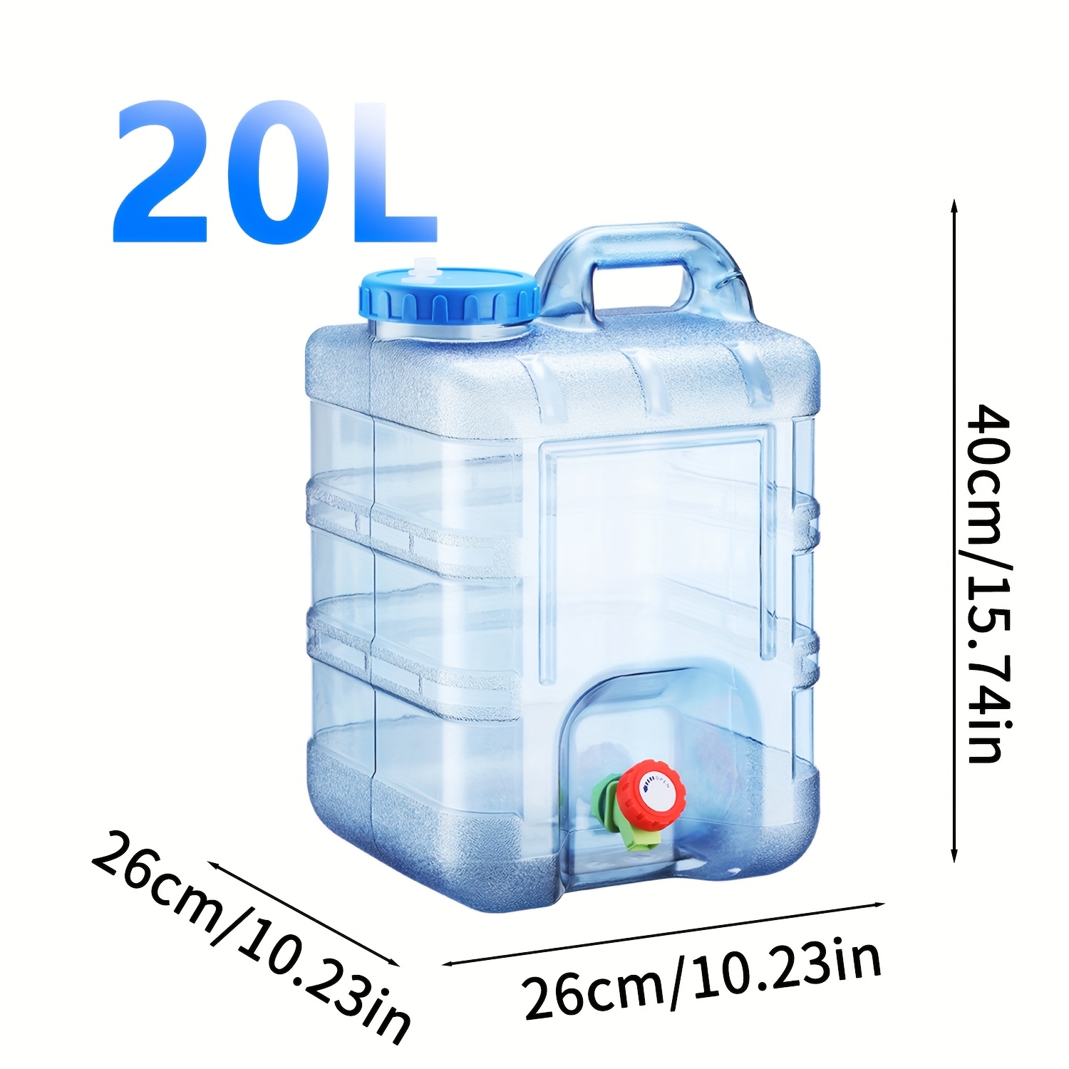 Image of Lightweight Pc Water Container With Tap | 7.5-28l (1.98-7.39 Gal) | Portable & Leak-proof Jug For Outdoor Camping, Hiking, Emergencies (blue)