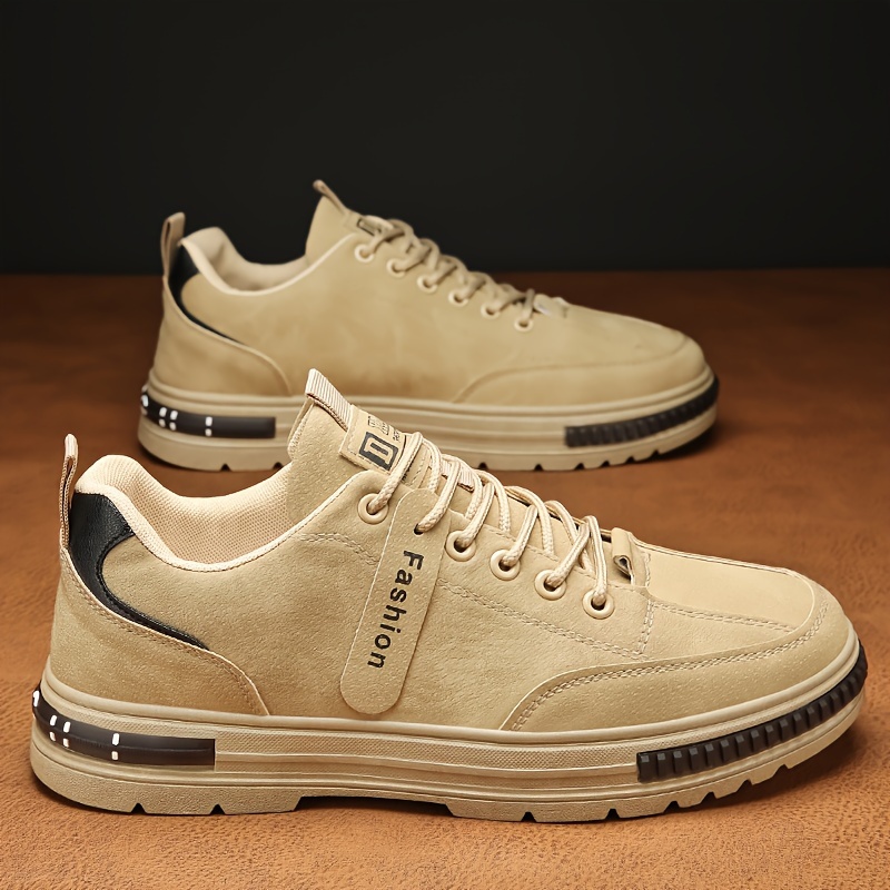 Men's Stylish Plus Size Solid Color Ankle Boots - Comfortable, Non-Slip Lace-Up Sneakers for Outdoor Activities & Casual Wear