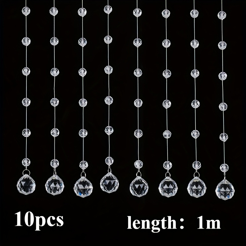 E-shop 10 Stück Luxuriöse Acryl-Kristallperlen-Girlande - Funkelnde Runde Hängedekoration für Hochzeiten, Weihnachten, Valentinstag & Neujahr, Keine