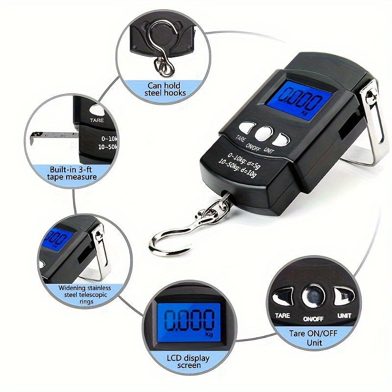 Digital Display Fishing Scale With Built in Measuring Tape - Temu