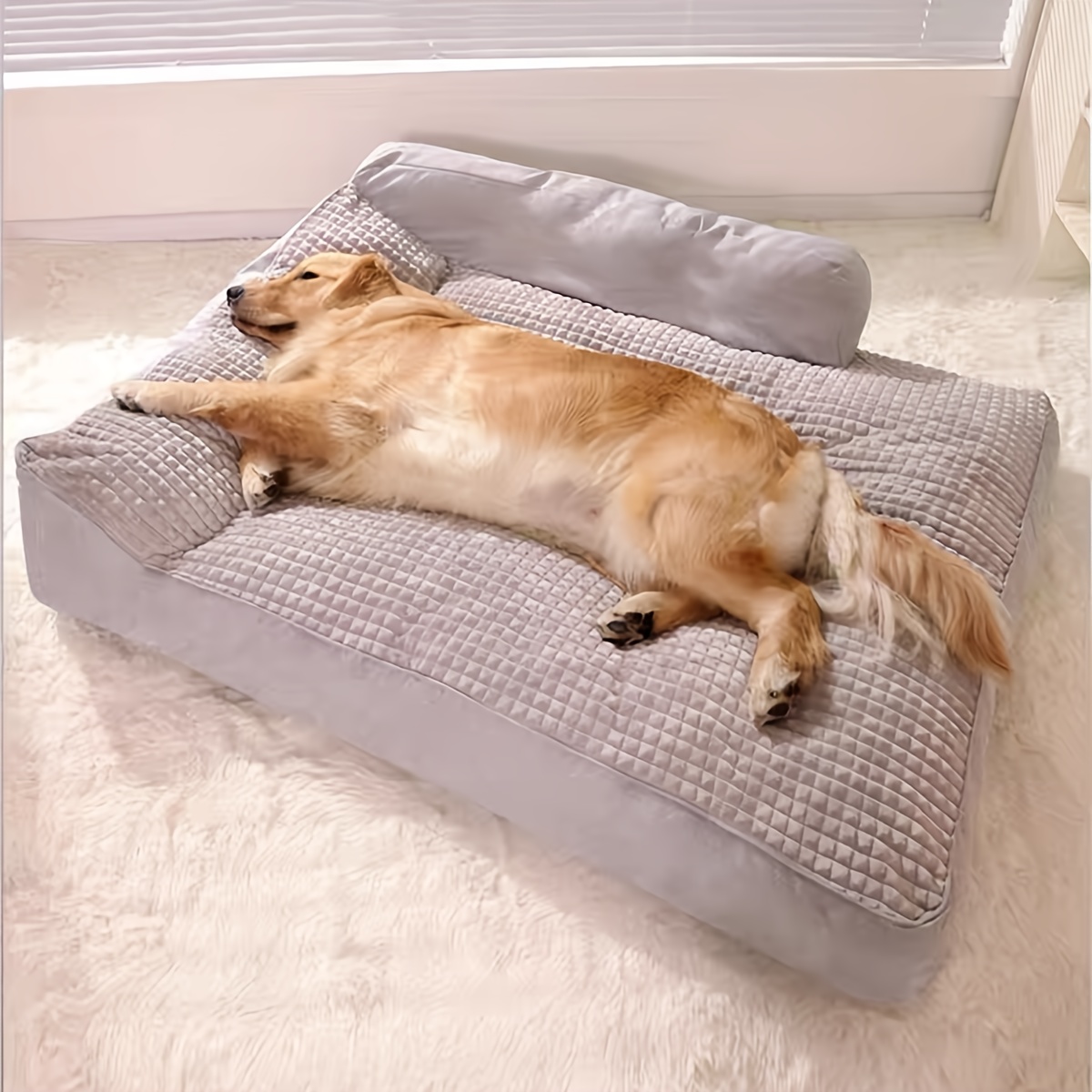 extra large dog bed for large dogs pet sofa bed for golden retrievers border collies and cats chew resistant detachable and washable thickened warm winter cushion for deep sleep   indoor use for extra large dogs and cats Product details 0