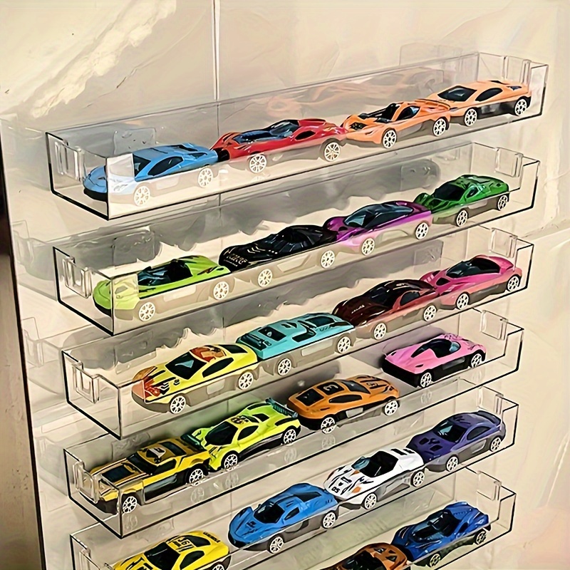 

1/2 Household Toy Car Shelves, Multi-functional Racks, Transparent Color, To Punch Holes, Storage, Hanging, Can Store Styles Of Toys, Suitable For Living Room Walls, Dormitories, And Toy Store Walls.