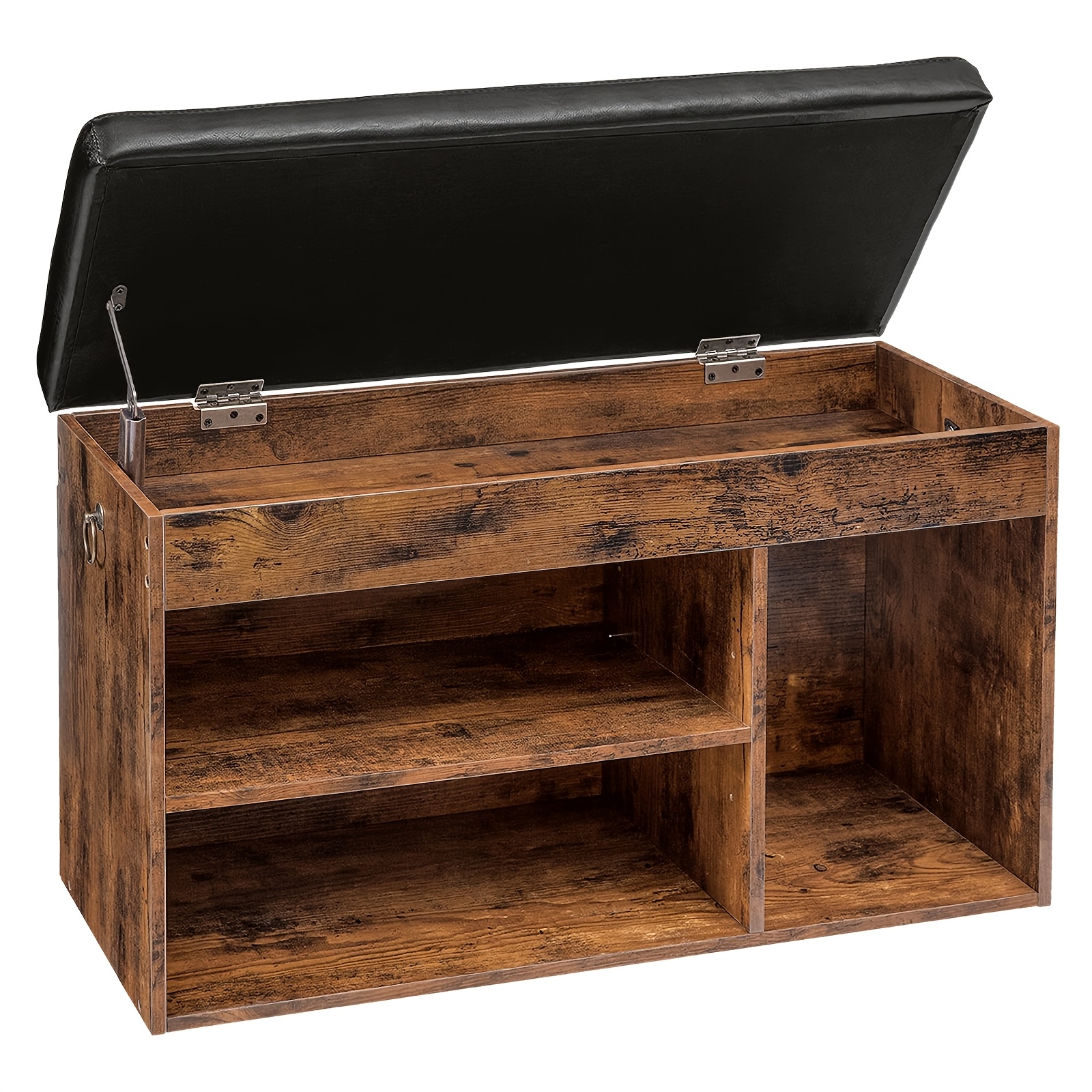 Image of Shoe Bench, Padded Storage Bench With 3 Open Storage Shelves, Dimensions: 82 X X 46.5cm, Sturdy Shoe Cabinet With A Load Capacity Of Up To 150kg, Suitable For Entryway And Living Room