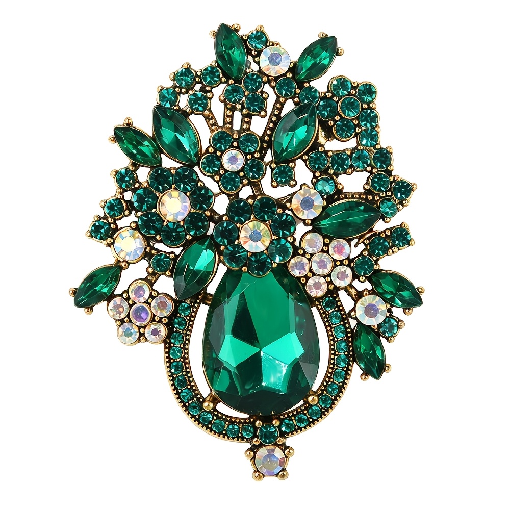 Luxurious Colorful Flower Basket Brooch, Elegant Corsage