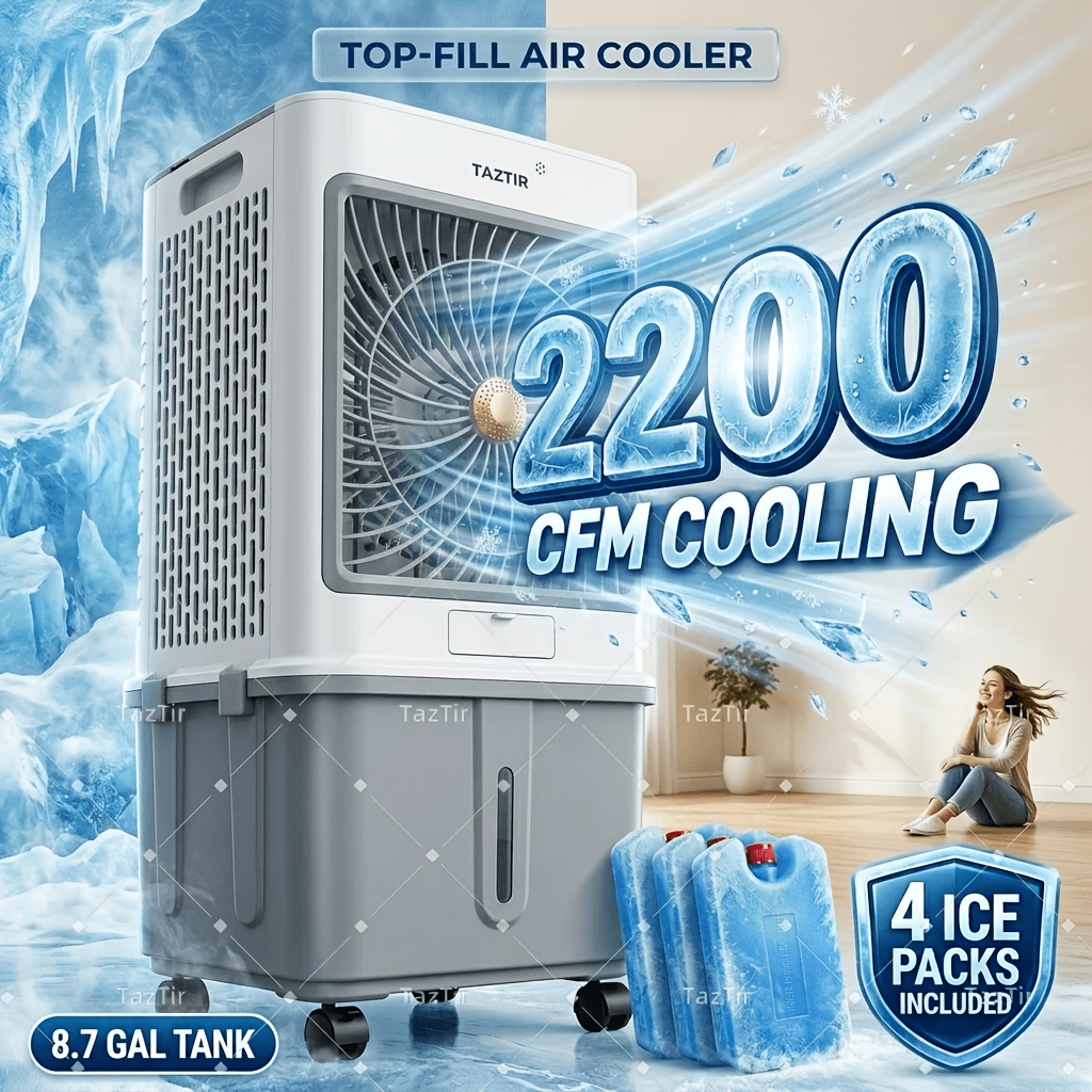 TAZTIR 2200 CFM Portable Evaporative Air Cooler&co...
