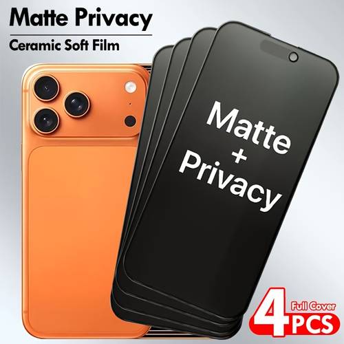 4pcs privacy matte for iphone 17 17e 16 pro max 16 14 plus 13 12 11 pro x xs max xr matte and anti screen protector