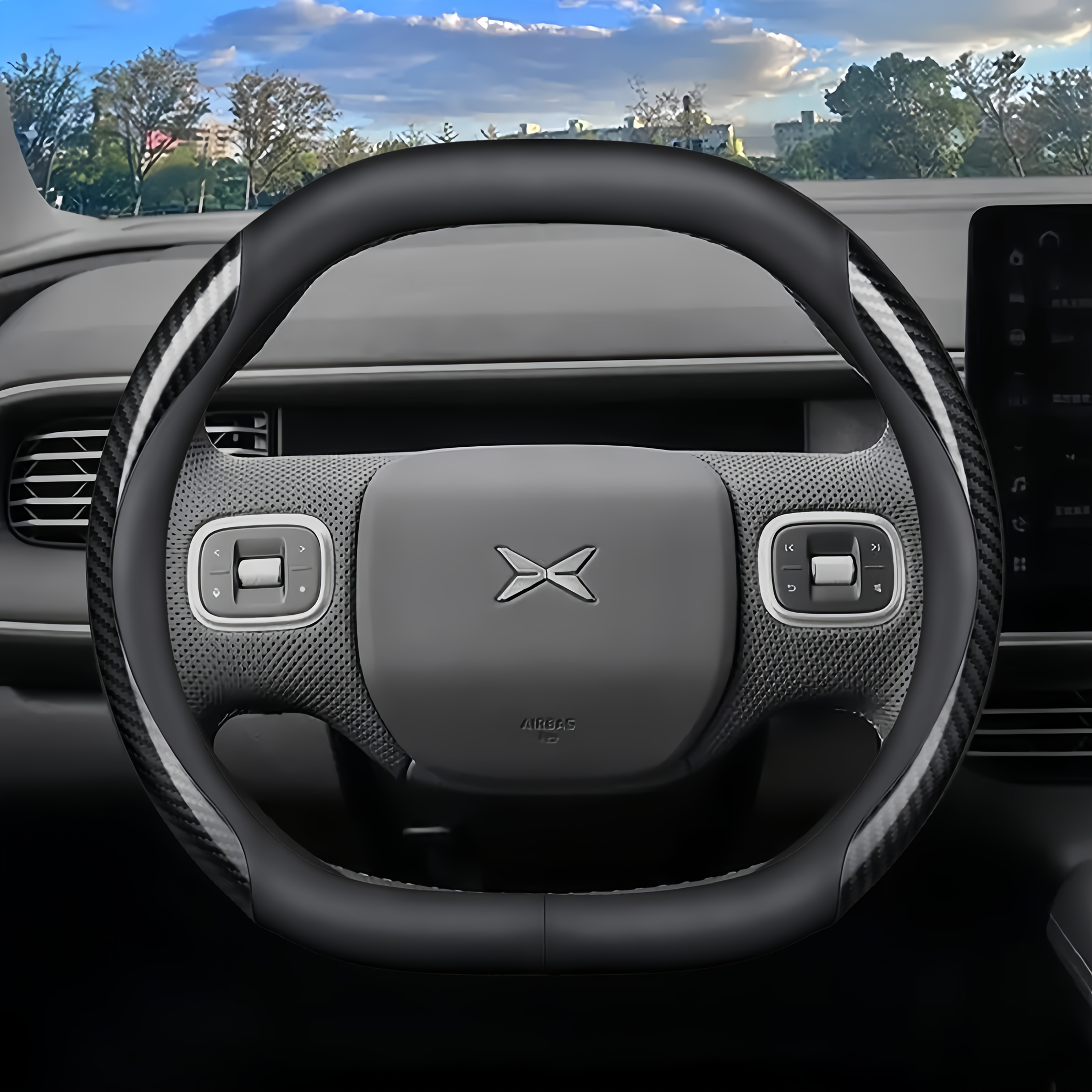 TEMU Carbon Fiber Pu Leather Steering Wheel Cover Accessory For Xiaopeng G6, G9, P7, X9, G3, G3i, P5 And Other Models (2022, 2023, 2024, 2025, 2026)