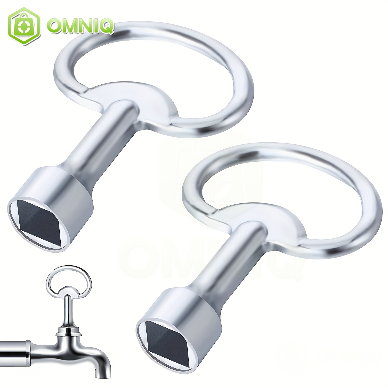 Image of Pack Of 2 Square Key Socket Spanner Universal, Metal Triangle Tap Wrench 8mm For Radiator, Wheelie Bin, Elevator, Electric Box, Gas & Water Meter Heating Bleed