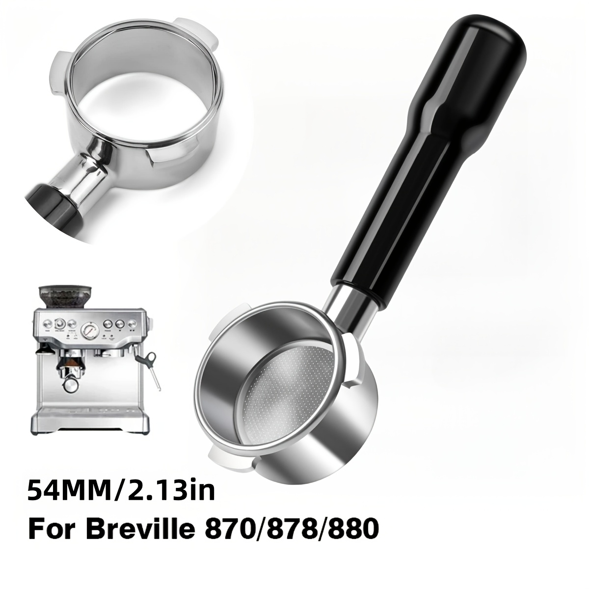 

1pc Compatible 54mm Stainless Steel Portafilter, Espresso Maker Accessory With Filter Basket, No Electricity Needed