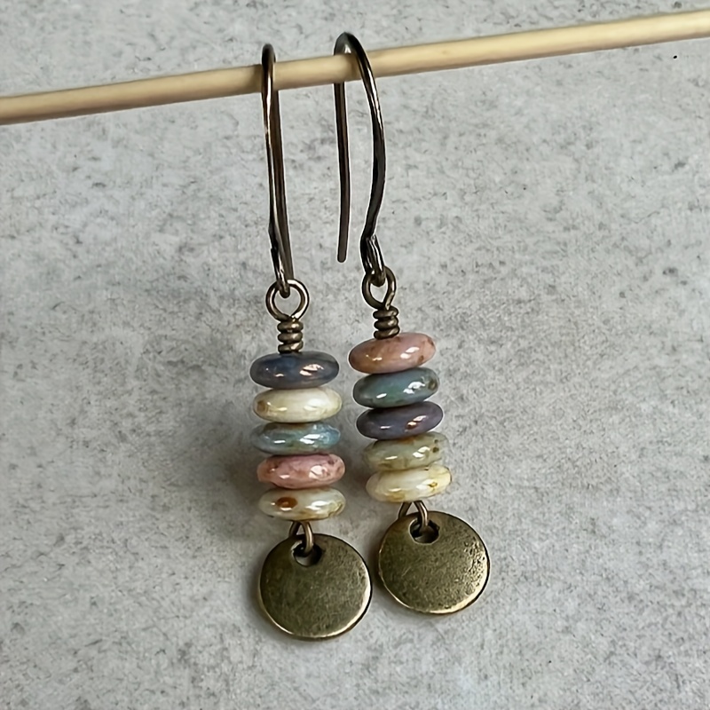 

Pair Of -chic Vintage Beaded Round Dangle Earrings - Minimalist Alloy Jewelry With Hook Closure For Parties & , Quirky Earrings