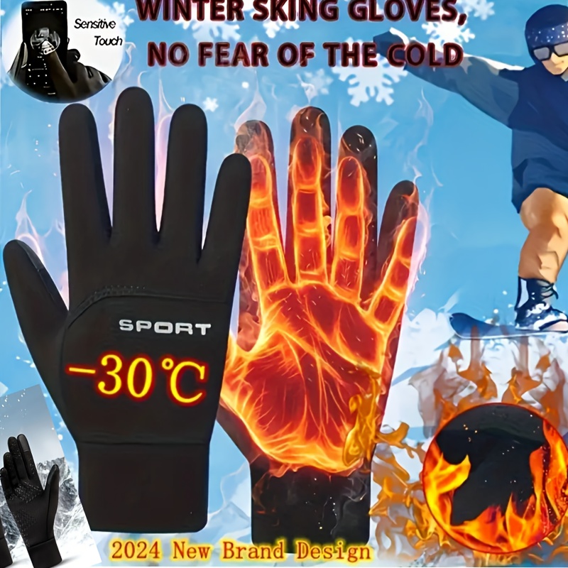 

Men's Winter Touchscreen Gloves - Warm, Waterproof & Insulated For Outdoor Sports, Cycling & Skiing, Finger Gloves, Hands Warm