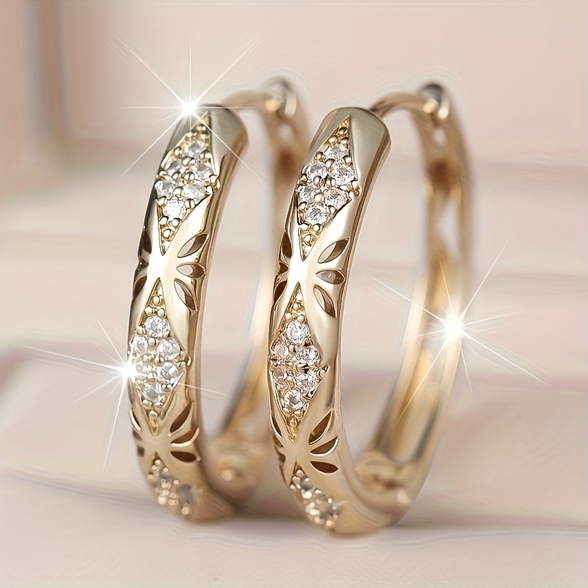 E-shop Ein Paar Vintage Bohemian Micro-Pave Farbige Synthetische Zirkonia Damen-Hoop-Ohrringe – Ideal für , Party
