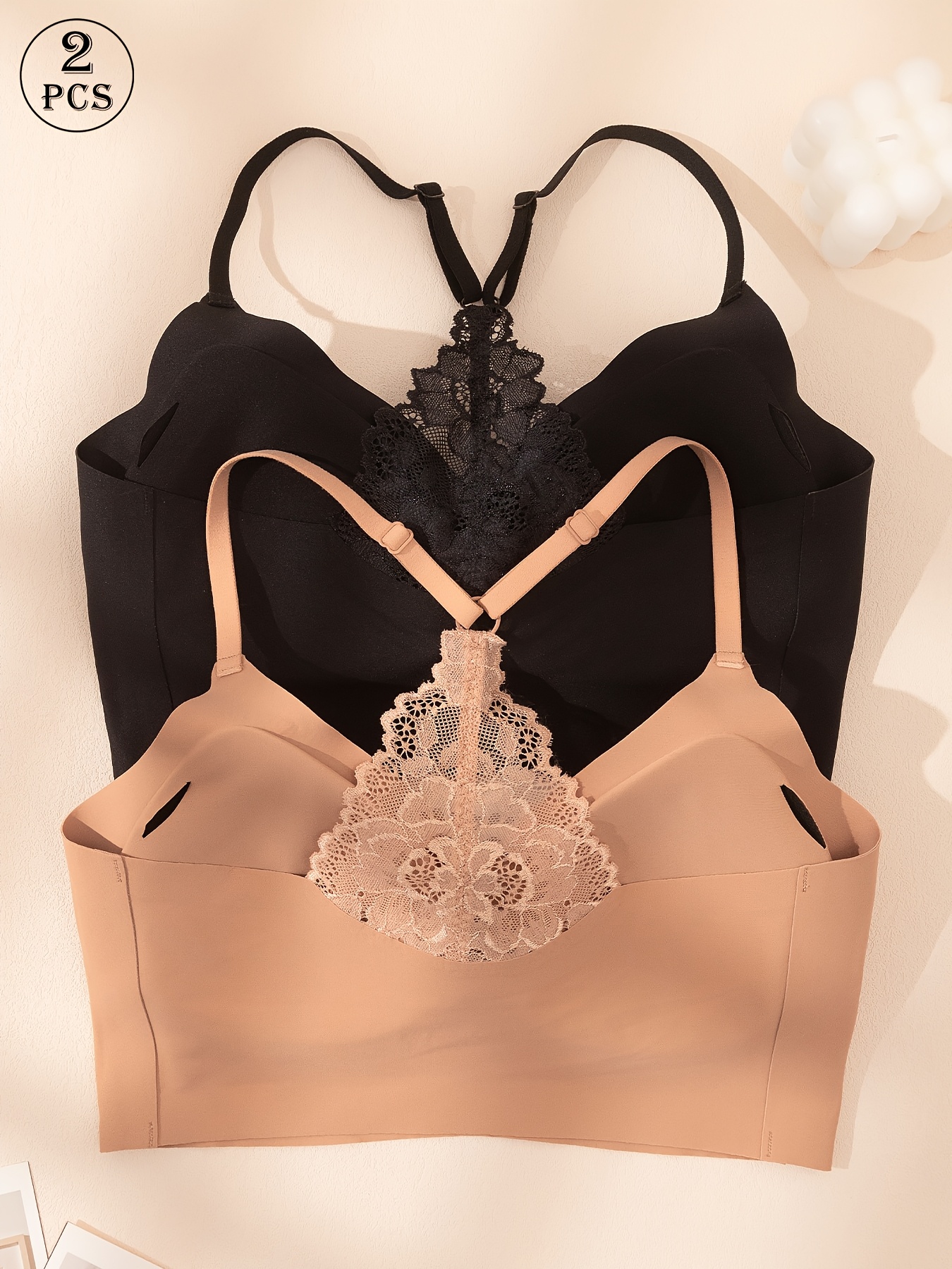 Two-Piece Set of Solid Color Bras in Multiple Colors