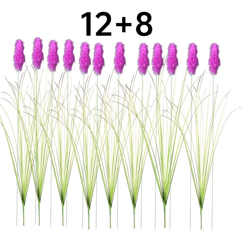 TEMU 20pcs High-end Artificial Faux Greenery Set: Reed Grass And Pampas Grass, Suitable For Garden Floral Decor, Courtyards, Patios, Outdoor Fences,