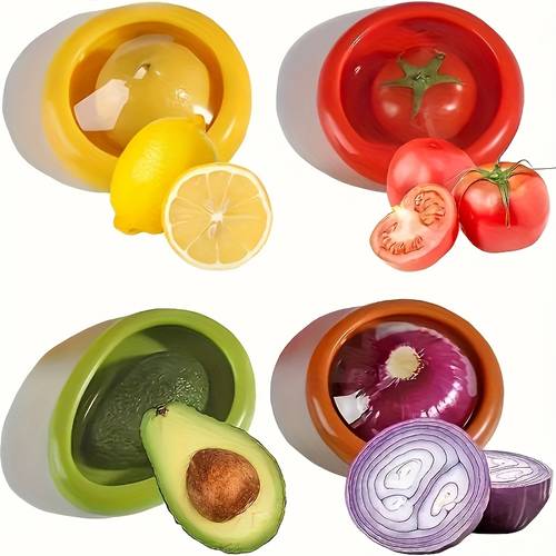 4 2pcs silicone fruit storage boxe large capacity reusable fridge storage boxes ideal for preserving avocados tomatoes and garlic onions lemons and potatoes random color