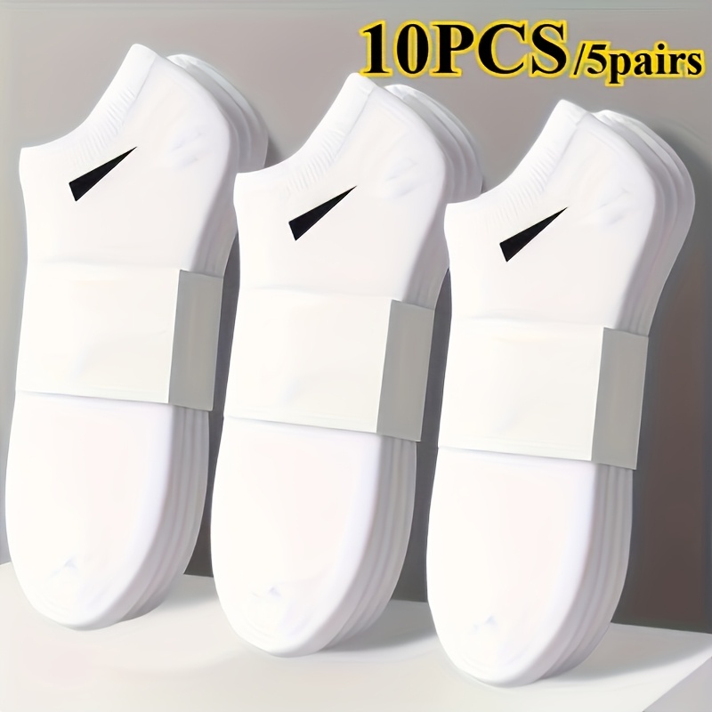 TEMU 5-pair/15-pair Solid & Casual Socks, Minimalist , White, And Gray Color Scheme, Lightweight Soft And Comfortable Socks For Spring And Summer,