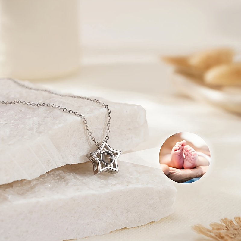 TEMU Collar con foto personalizado, joyería de proyección de estrella personalizada para mujer, regalo personalizado, collar de mujer con dije