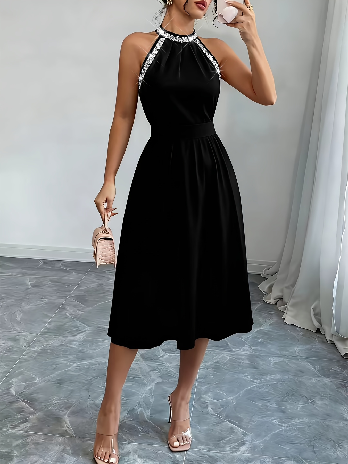 black and silver dress sold on Temu United States