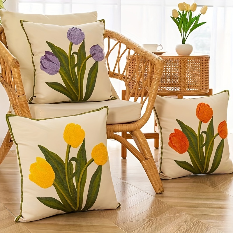 Spring Pillow Covers 20x20 Set of 2 Flower Herbs Botanical