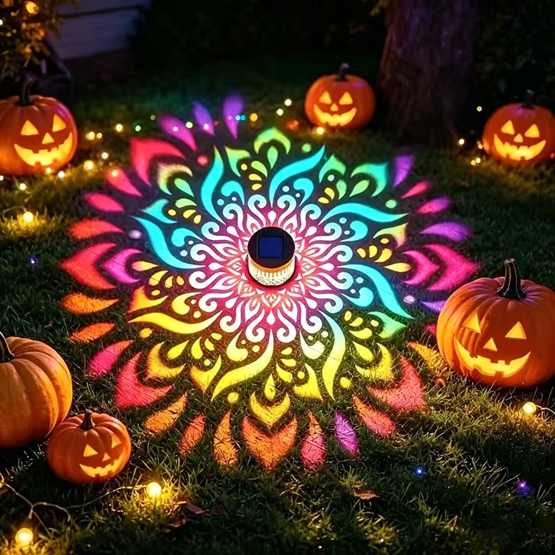 TEMU Lampe Murale Solaire Mandala RGB 16 Couleurs, Lampe Intelligente avec Capteur de Lumière Automatique au , Lampe Extérieure Multicolore de Fleur,