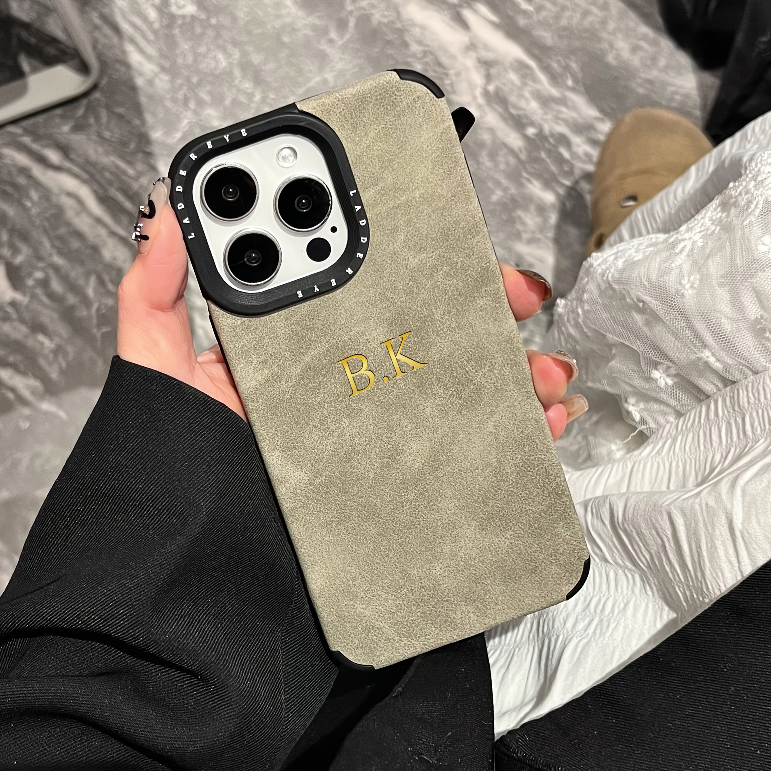 Personalized Custom Initial Name Phone Case for Iphone Models 16, 15, 14, 13, 12, And 11 Pro Max, Featuring a Luxurious Suede Faux Leather Soft Back Cover, Ideal for 3D DIY Engraved Letters, Perfect As Birthday And Festival - Image 7