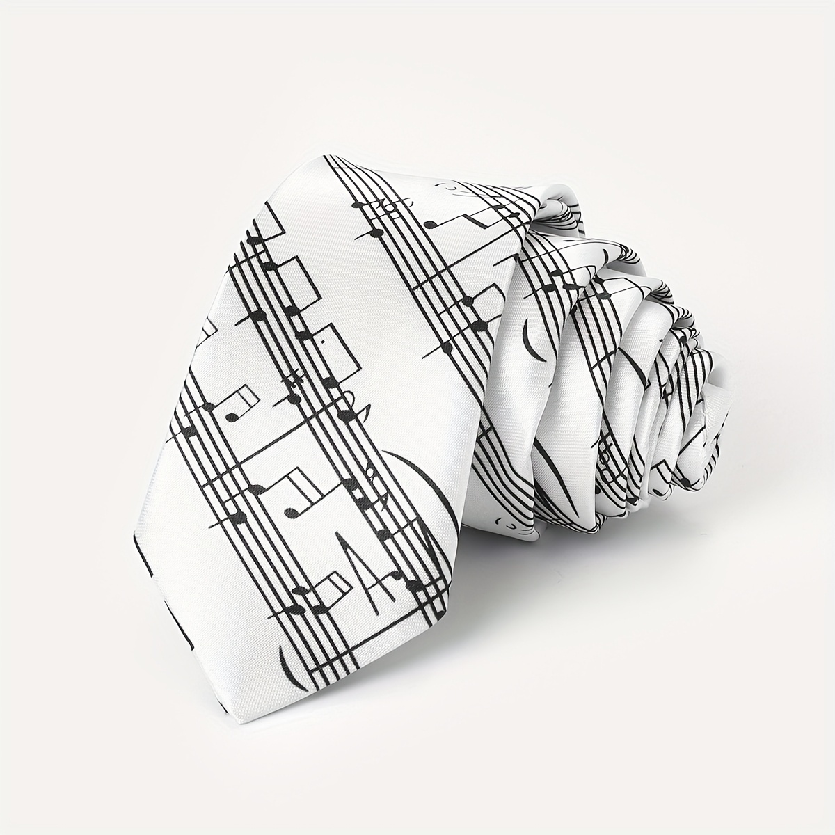 TEMU 2025 New Style Note Tie Men's Trendy Brand Music Symbol Print Narrow Casual Business Korean All-match Couple Accessory, Christmas Gift